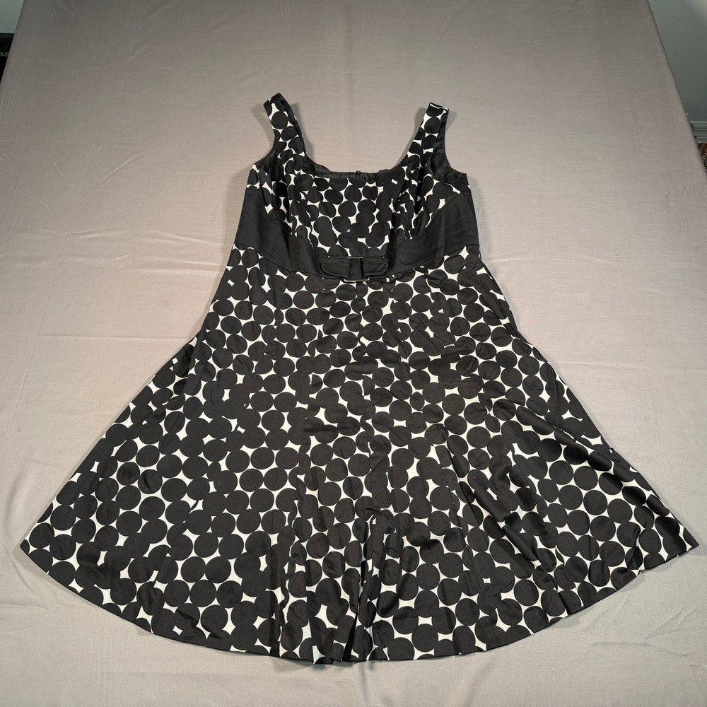 Jones Studio Woman‎ Black White Polka Dot Fit Flare Dress 16W Sleeveless Cotton
